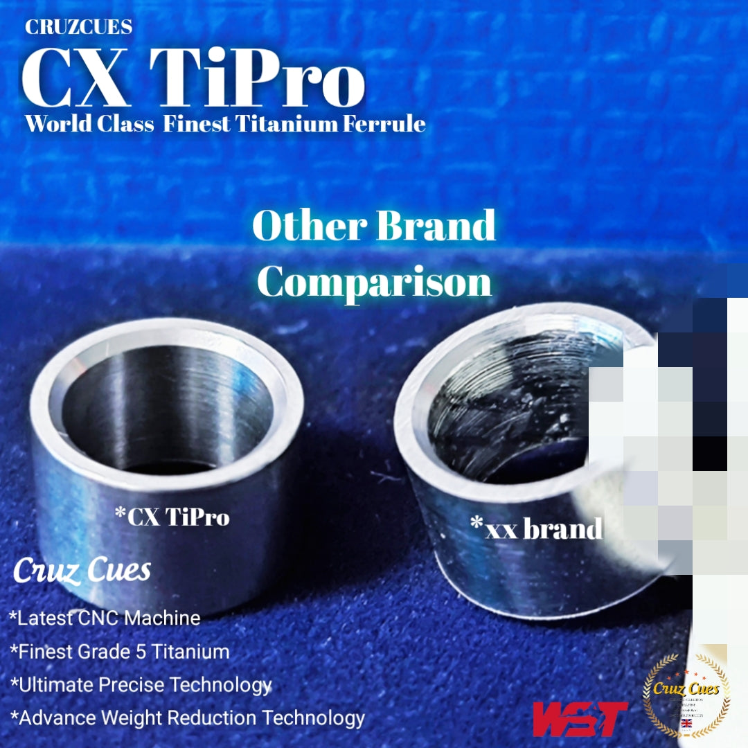 Cruzcues CX TiPro Titanium Cue Ferrule for Snooker/Pool/Chinese Pool