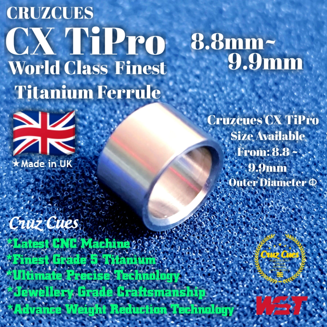 Cruzcues CX TiPro Titanium Cue Ferrule for Snooker/Pool/Chinese Pool