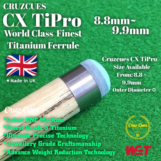 Cruzcues CX TiPro Titanium Cue Ferrule for Snooker/Pool/Chinese Pool